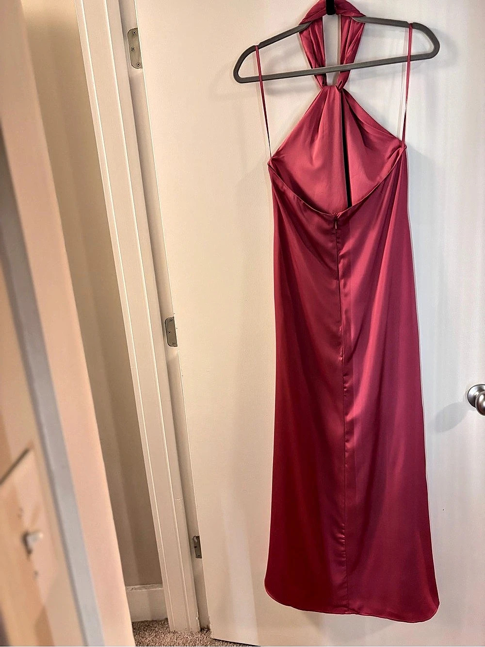 NEW Satin Halter Maxi Dress in Pink Size Medium